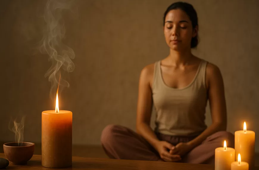 Meditación y velas aromáticas